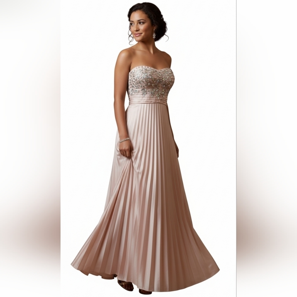 My Michelle Strapless Shimmery Beaded Gown - Picture 3 of 15